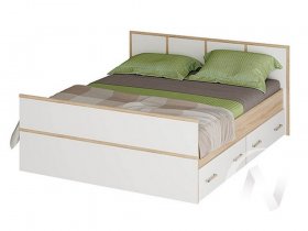 Двуспальная кровать 1,4м Сакура (дуб сонома/белый) в Северном - severnoe.mebel-nsk.ru | фото