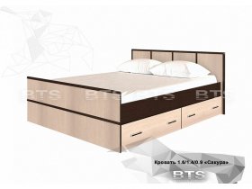 Кровать двуспальная с ящиками 1,4м Сакура (BTS) в Северном - severnoe.mebel-nsk.ru | фото