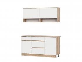 Кухонный гарнитур 1,6м Брауни (дуб делано/белый) в Северном - severnoe.mebel-nsk.ru | фото