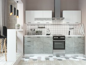 Кухонный гарнитур Дуся 2,0 м (белый глянец/цемент) в Северном - severnoe.mebel-nsk.ru | фото