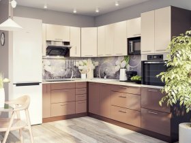 Модульная кухня Классика (ваниль/шоколад) в Северном - severnoe.mebel-nsk.ru | фото