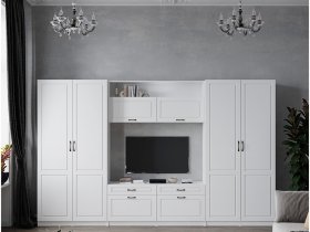 Модульная стенка Апполия (белый/белый дуб) в Северном - severnoe.mebel-nsk.ru | фото