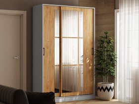 Шкаф-купе 1,4м «Стиль-2» (белый/дуб крафт золотой) в Северном - severnoe.mebel-nsk.ru | фото