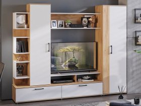 Стенка «Дакота» (дуб крафт золотой/белый ясень) в Северном - severnoe.mebel-nsk.ru | фото