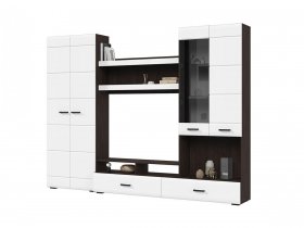 Стенка ГС-01 Либерти (венге/белый глянец) в Северном - severnoe.mebel-nsk.ru | фото